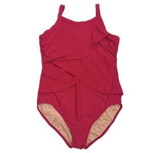 Miraclesuit Tiered Layered Slimming Shaping One Piece Swimsuit‎ Underwire Sz 16